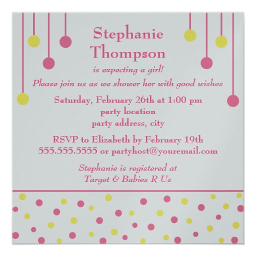 BABY Blocks Pink Yellow Girl Baby Shower Personalized Invitations