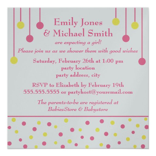 BABY Blocks Pink Yellow Girl Couples Baby Shower Announcement