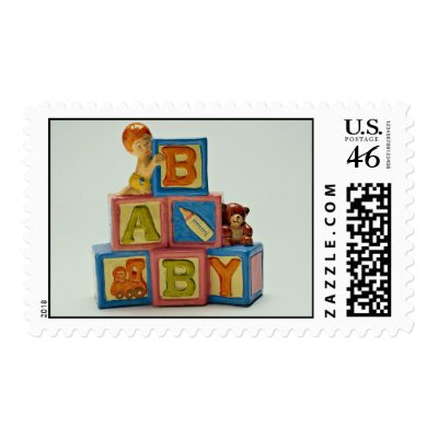 Baby blocks toy for kids postage stamp by inspirelove