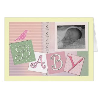 Baby blocks with bird - customize your own! card