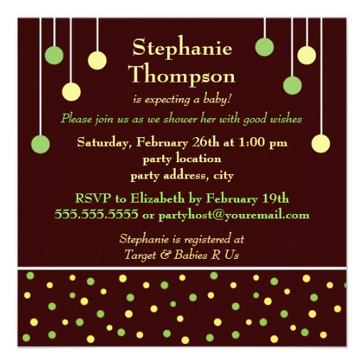 BABY Blocks Yellow Green Neutral Baby Shower Personalized Invitation