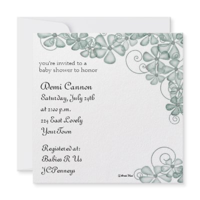 Baby Blossom Shower Invitation in Teal by mybabybundles
