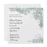 Baby Blossom Shower Invitation in Teal