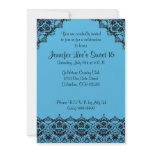 Baby Blue and Black Elegant Sweet16 Invitation