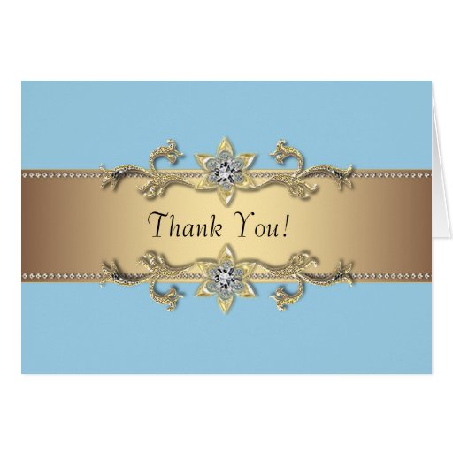 Baby Blue and Gold Thank You Cards Zazzle