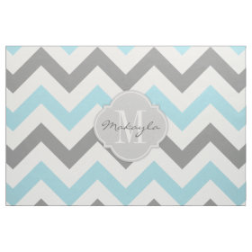 Baby Blue and Gray Chevron with Monogram Fabric