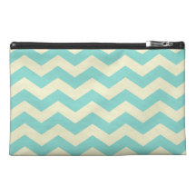 Baby Blue and Yellow Zig Zag Pattern Travel Accessory Bags