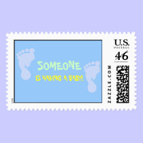 Baby Blue Baby Footprints Personalized Stamps