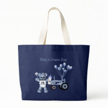 Baby Blue Bear and Blue Tractor Diaper Bag by KirstenEdwards Baby Blue Bear and Blue Tractor Diaper Bag