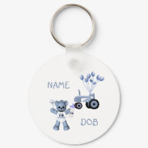 Baby Blue Bear and Blue Tractor KeyChain by KirstenEdwards Baby Blue Bear and Blue Tractor KeyChain