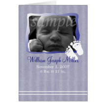 Baby Blue Birth Announcement  - Customize Greeting Cards