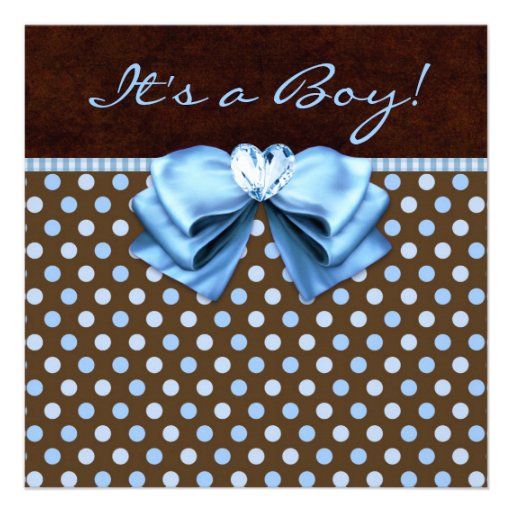 Baby Blue Brown Baby Boy Shower Custom Invite