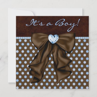 Baby Feet Baby Shower Invitations on Baby Blue Brown Baby Boy Shower Personalized Invitations From Zazzle