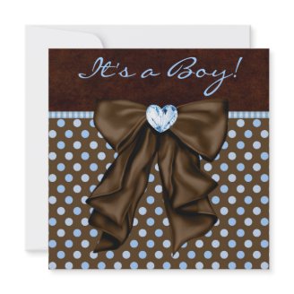 Baby Blue Brown Baby Boy Shower Personalized Invitations