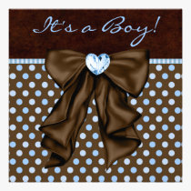 Baby Blue Brown Baby Boy Shower invitations