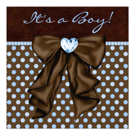 Baby Blue Brown Baby Boy Shower Personalized Invitations