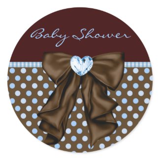 Baby Blue Brown Baby Boy Shower sticker