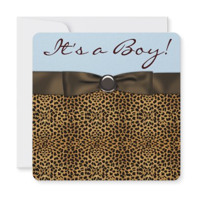 Baby Blue Brown Leopard Baby Boy Shower invitation
