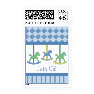 Baby Blue Carousel Join us Postage stamp stamp