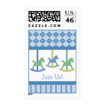 Baby Blue Carousel Join us Postage stamp