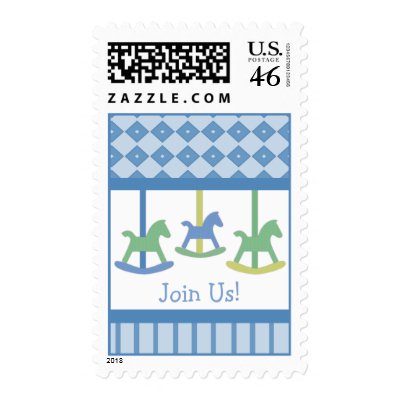 Baby Blue Carousel Join us Postage stamp by SayItNow