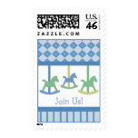 Baby Blue Carousel Join us Postage stamp