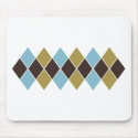 Baby Blue, Chocolate, Tan Argyle Preppy Mousepad by BeezKneez Baby Blue, Chocolate, Tan Argyle Preppy Mousepad