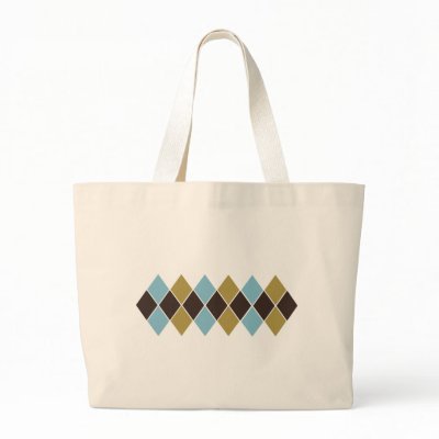 Baby Blue, Chocolate, Tan Argyle Preppy Pattern Tote Bags by BeezKneez