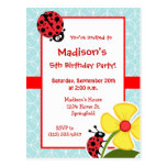 Baby Blue Circles; Ladybug Postcard