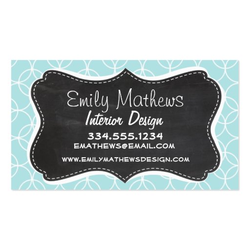 Baby Blue Circles; Vintage Chalkboard Business Card Templates