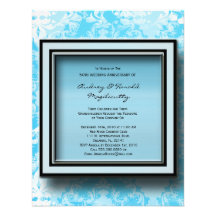 Baby Blue Damask Anniversary Party Invitation