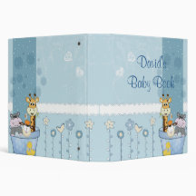 Baby Blue Dots Animals Flowers Baby Shower 3 Ring Binders