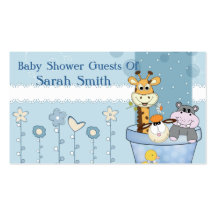 Baby Blue Dots Animals Flowers Baby Shower Business Card