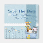 Baby Blue Dots Animals Flowers Baby Shower Fridge Magnet