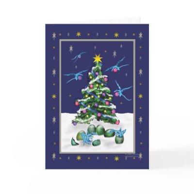 Baby Blue Dragons Christmas Card by LisaKonrad
