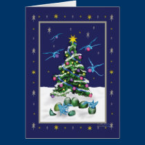 Baby Blue Dragons Christmas Card cards