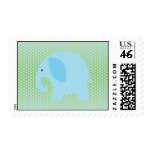 Baby Blue Elephant on Mint Green Postage Stamps