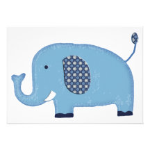 Baby Blue Elephant Personalized Invitation