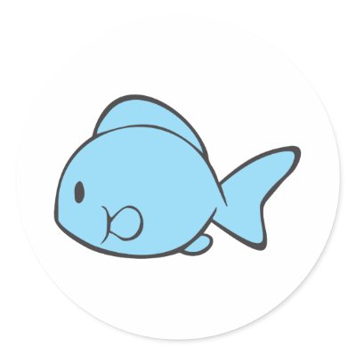 Baby Blue Fish Swimming Round Stickers by graphicdesigner