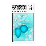 Baby Blue Frosted Flourishes Winter Postage Stamp