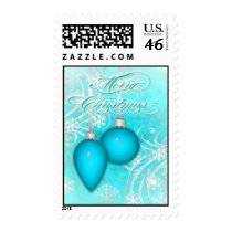Baby Blue Frosted Flourishes Winter Postage Stamp