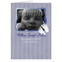 Baby Blue Glitter Birth Announcement Greeting Cards