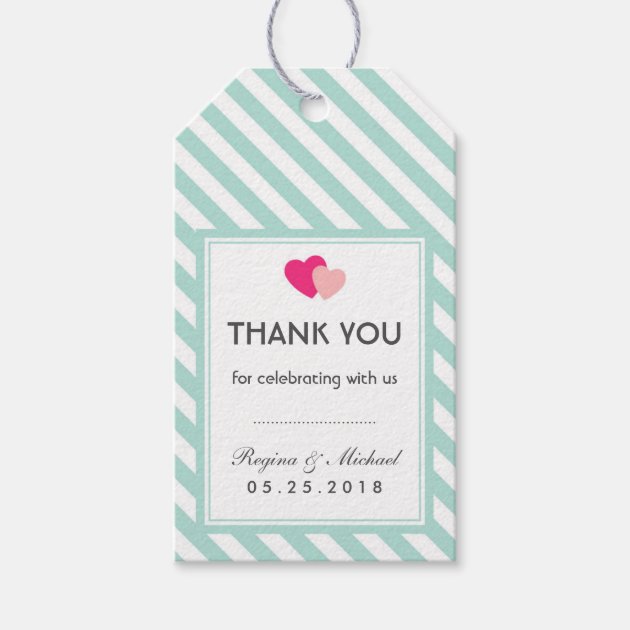 Baby Blue Heart Stripes Pattern Wedding Gift Tag Pack Of Gift Tags