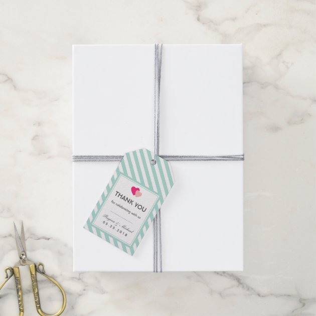Baby Blue Heart Stripes Pattern Wedding Gift Tag Pack Of Gift Tags-2