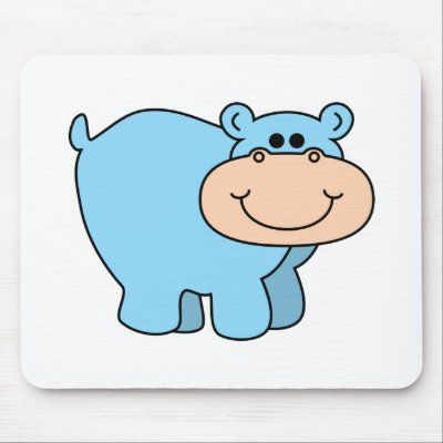 baby blue hippo mouse pads by doonidesignsanimals