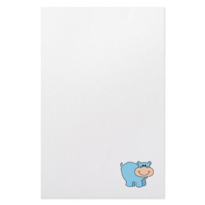 baby blue hippo stationery design by doonidesignsanimals