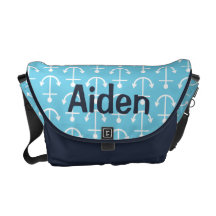 Baby Blue Nautical Anchor Diaper Bag Messenger Bag