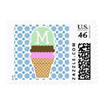 Baby Blue Polka Dots; Ice Cream Cone Stamps
