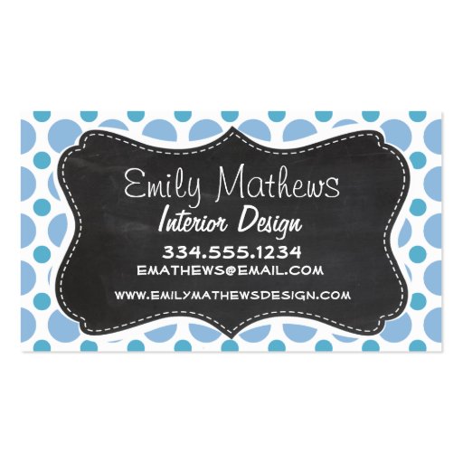Baby Blue Polka Dots; Vintage Chalkboard Business Card Templates