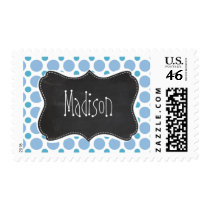 Baby Blue Polka Dots; Vintage Chalkboard Stamps